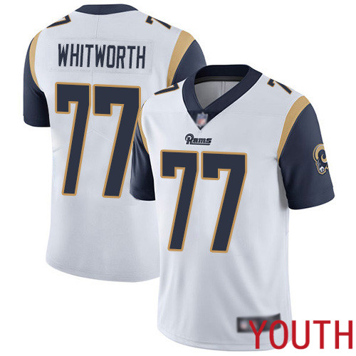 Los Angeles Rams Limited White Youth Andrew Whitworth Road Jersey NFL Football #77 Vapor Untouchable->los angeles rams->NFL Jersey